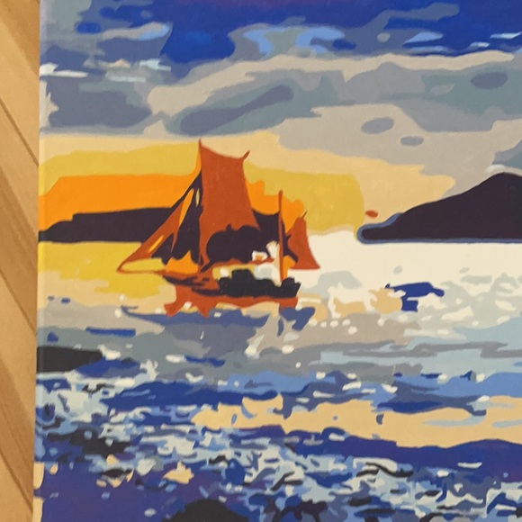 v i n t a g e :: Vintage farmhouse primitive mcm style large Ocean wall art - Picture 3 of 4